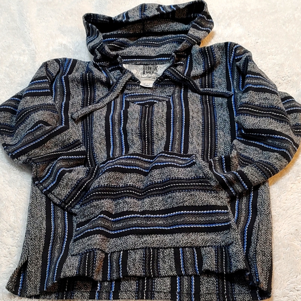 Men's L Long Sleeve Hoodie Black Gray Blue